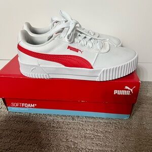 Puma Carina CV White and Red Sneakers